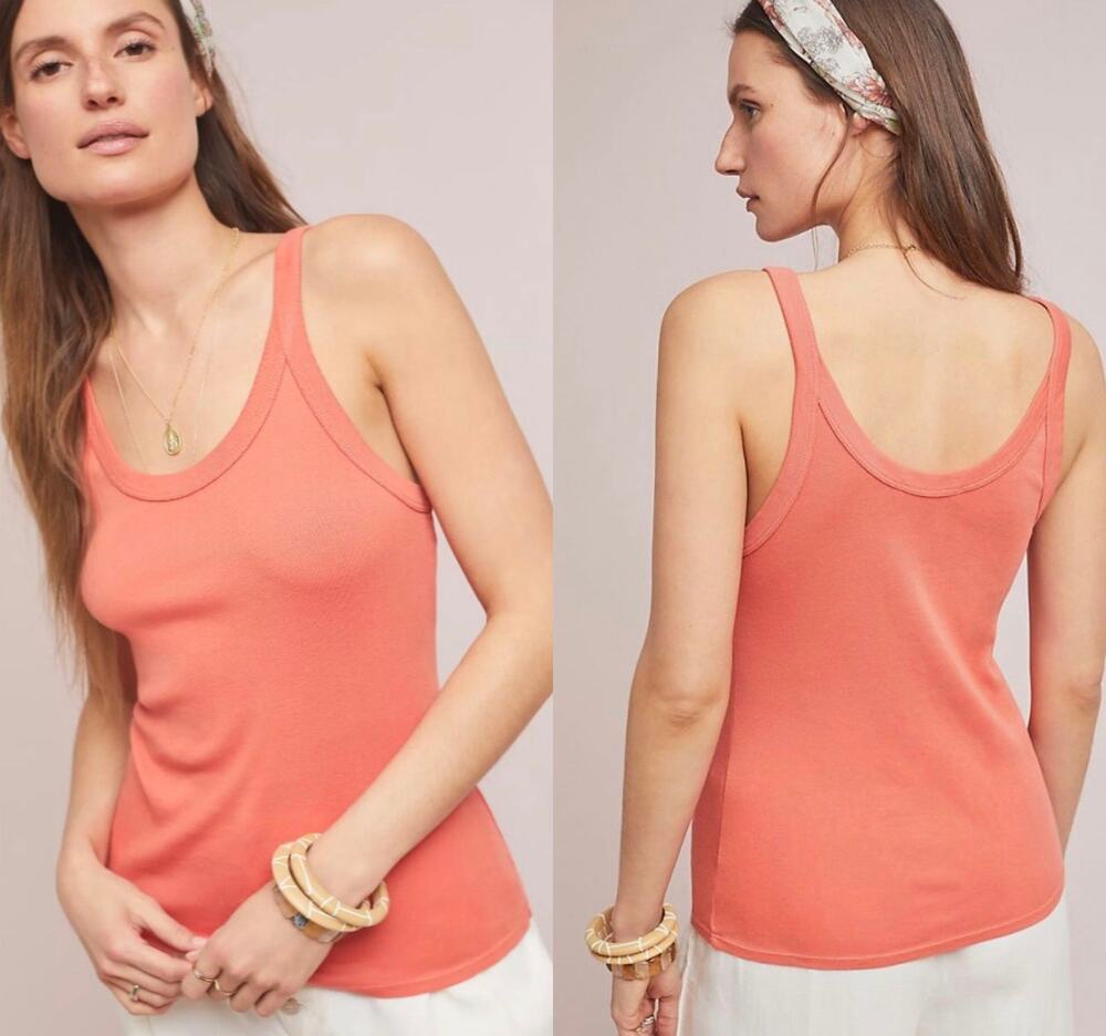 Anthropologie Lacausa Coral Orange Kaya Sleeveless Tank Top Women's Size XS